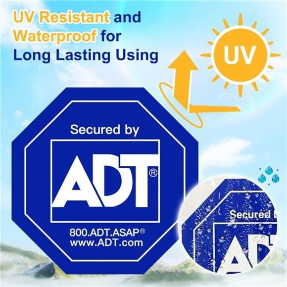 ADT Stickers 12 Pack Security Camera HD Printed Waterproof Window Yard Sign NEW - Picture 3 of 7